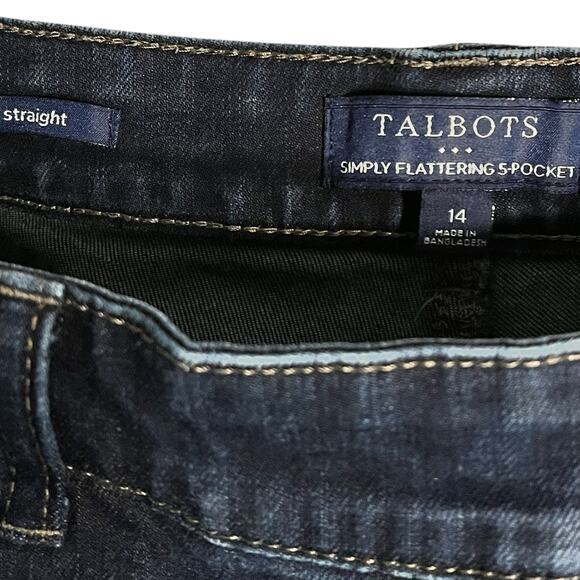 Talbots Simply Flattering Straight Leg Jeans Dark Wash Size 14 Stretch Denim - Picture 5 of 7
